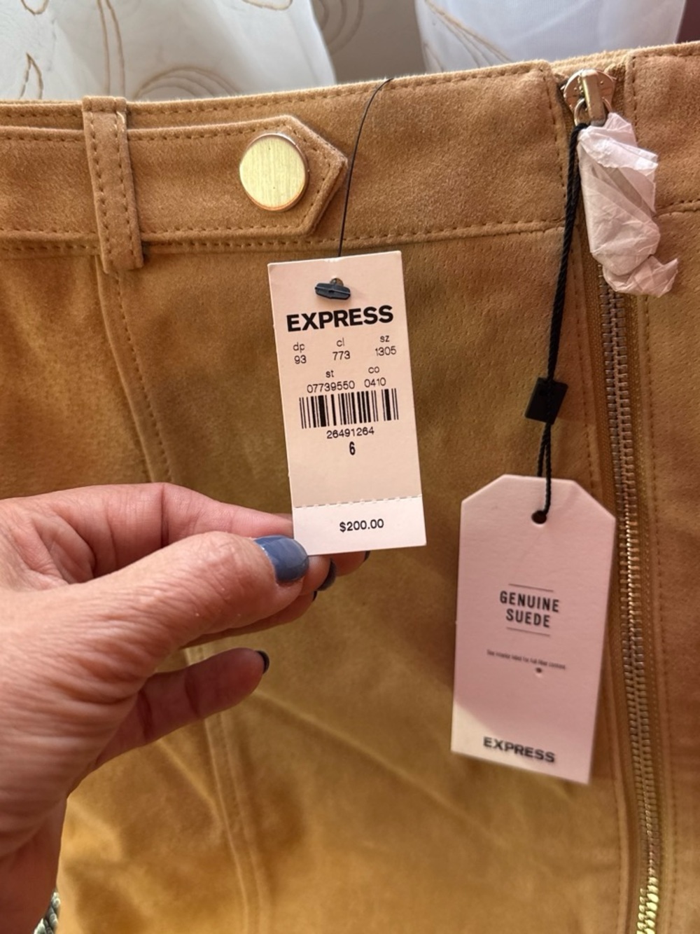 Express Genuine Suede High-Rise Jeans in Tan
